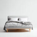 Letto matrimoniale imbottito in tessuto 200x180x98 cm - grigio - stile minimalista per camera da letto