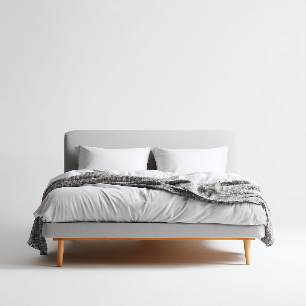 Letto matrimoniale imbottito in tessuto 200x180x98 cm - grigio - stile minimalista per camera da letto